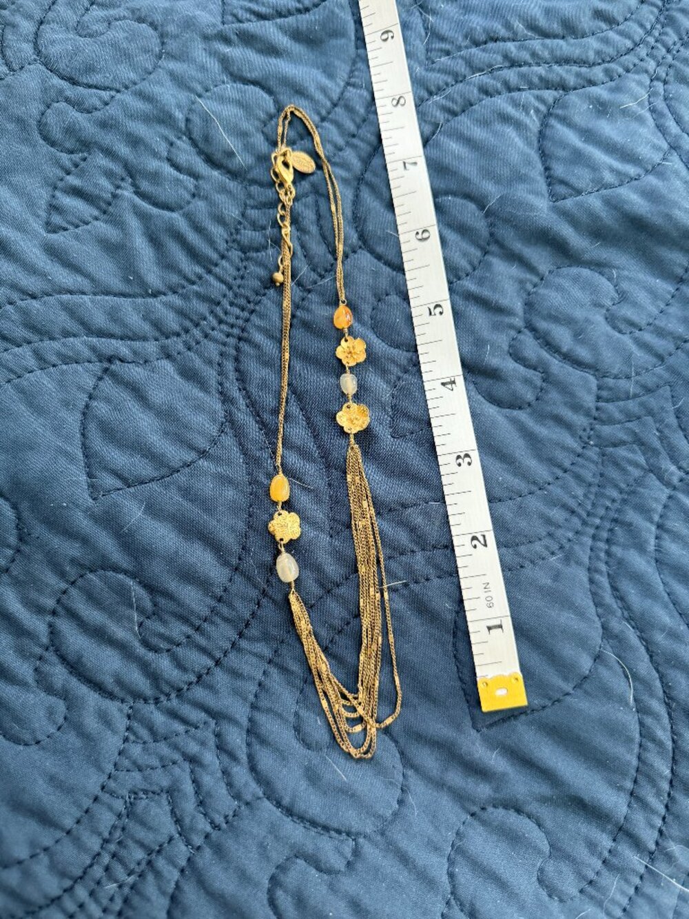 Vintage Multi Chain Flower & Bead Detail Necklace